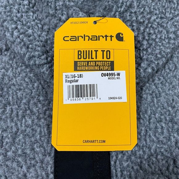 Carhartt Sherpa Fleece Snap Front Vest Womens X-Large XL Relaxed Fit Gray Black - Picture 12 of 16